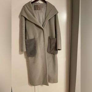 Herno wool long coat with fur pockets